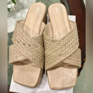 Halston Heritage Braided Espadrille Slide in Natural Beige
